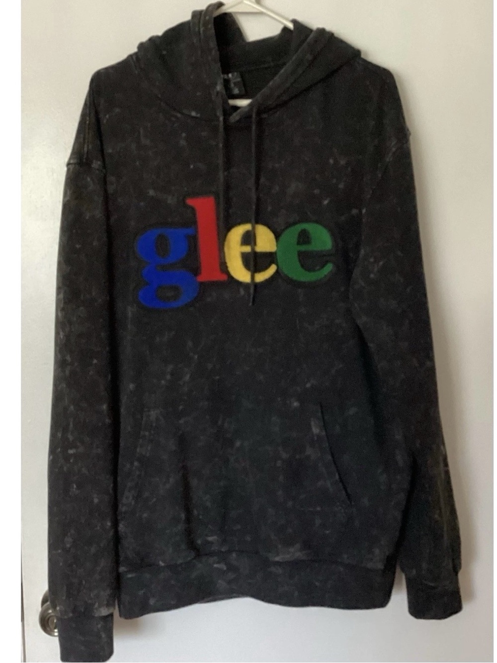 Glee Embroidered Logo Black Mineral Wash Hoodie Sniper Gang